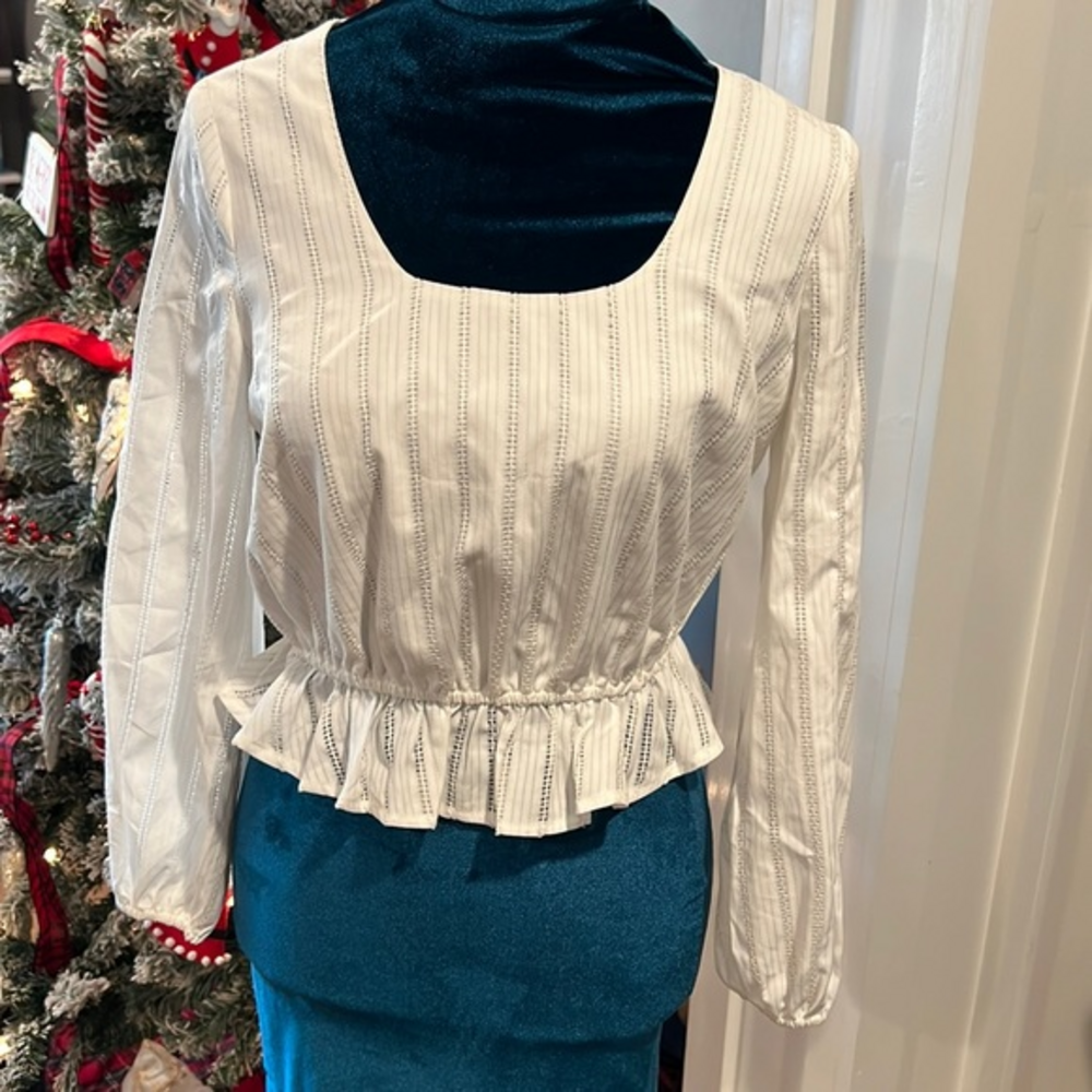 The Fifth Label XS White‎ Striped Peplum Top | Romantic | Lined